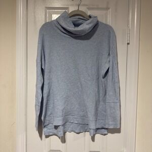 Kinross Cashmere Turtleneck Sweater – Women's Medium –‎ Blue Ribbed Knit